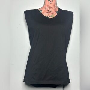 BLANK NYC BLACK TEE SHOULDER PADDED V  NECK LARGE TANK SLEEVELESS